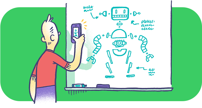 Snapping A Photo Of A Whiteboard Sketch - Cartoon Clipart (800x435), Png Download