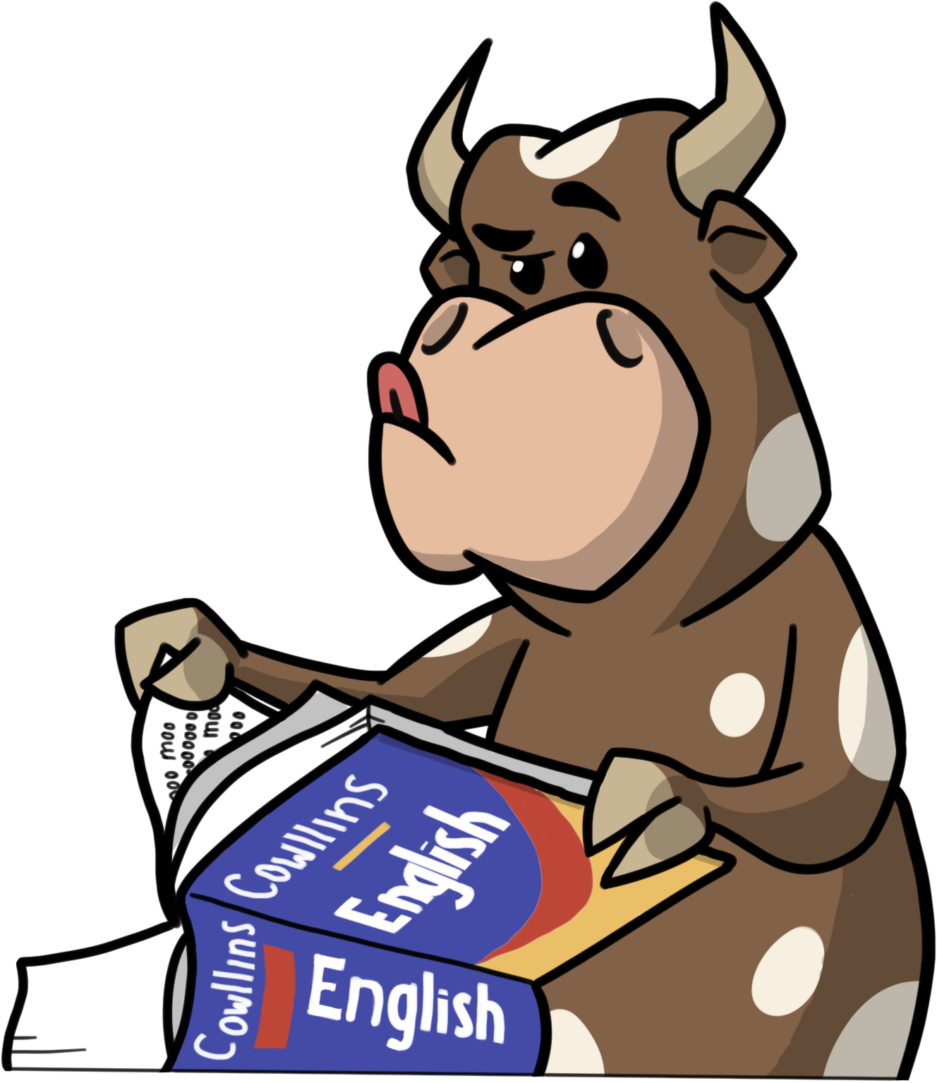 Reading Cow - Cow Reading Clipart (1609x1611), Png Download