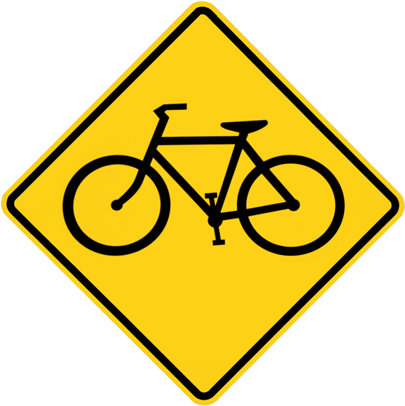 Bikesignyellow - Bicycle Sign Clipart (730x742), Png Download