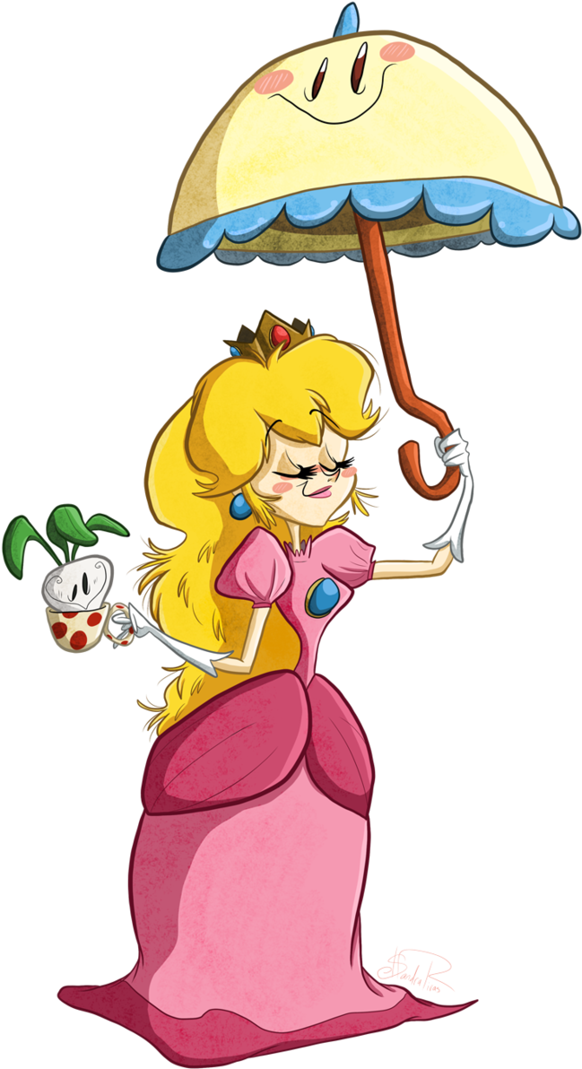 Princess Peach Umbrella Clipart (673x1280), Png Download