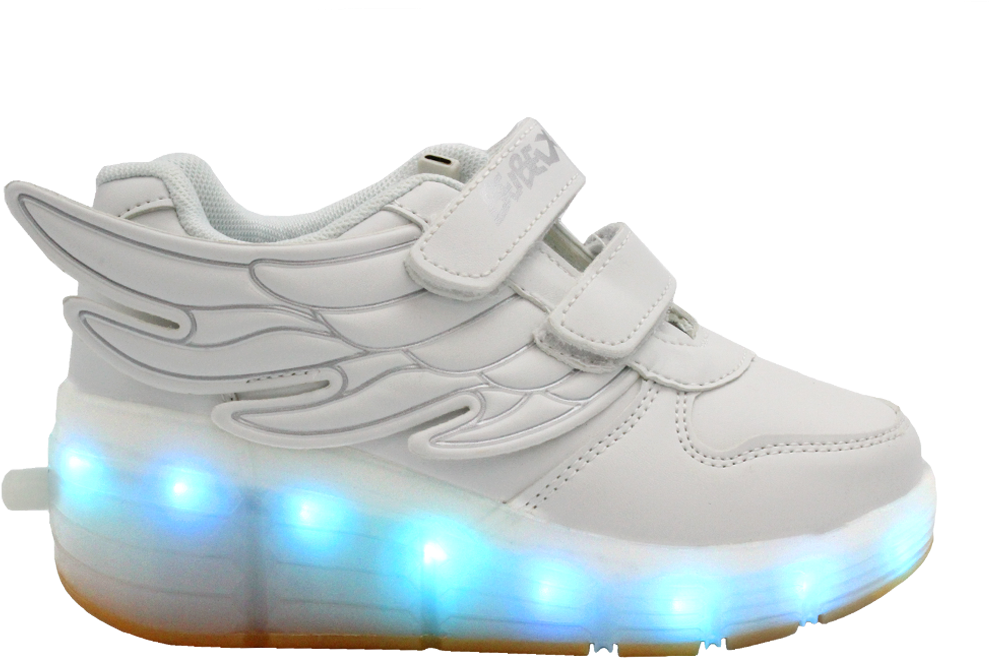 Galaxy Led Shoes Light Up Usb Charging Rolling Wings - Galaxy Shoes Kids Low Top Wing Roller (white) Clipart (1080x926), Png Download