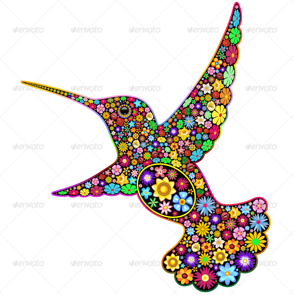 Free Library Floral Ornamental Art Design By Bluedarkat - Flower Hummingbird Cabochon Tibetan Silver Glass Chain Clipart (1000x1001), Png Download