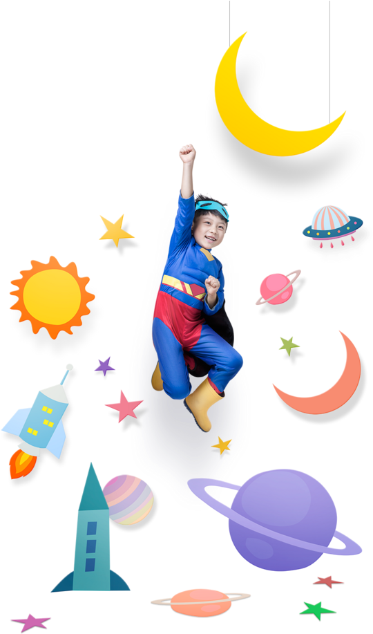 [美工云]六一儿童节卡通场景超人星空免抠 - - Child Clipart (658x959), Png Download
