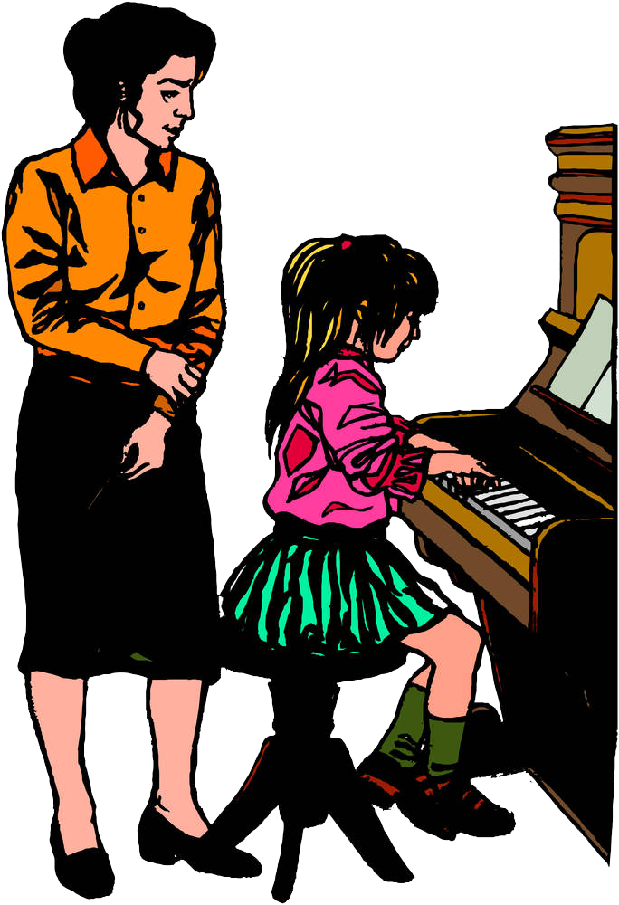 Student The Teacher Art Instruct Students To - Учитель По Пианино Clipart (684x1000), Png Download