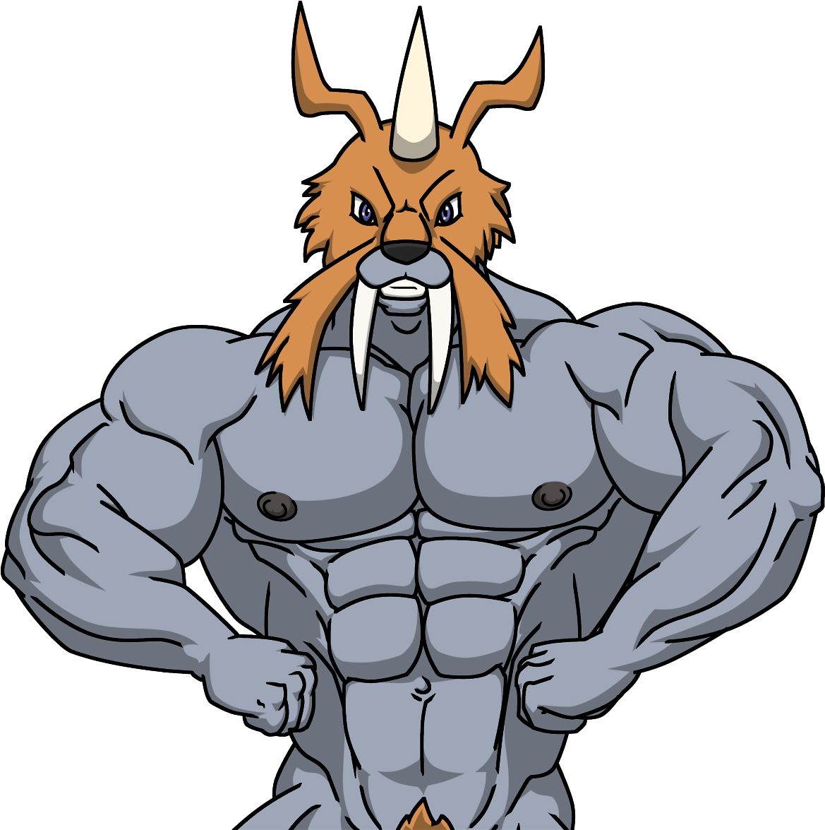 Zudomon Flexes - Gomamon Clipart (1200x1188), Png Download