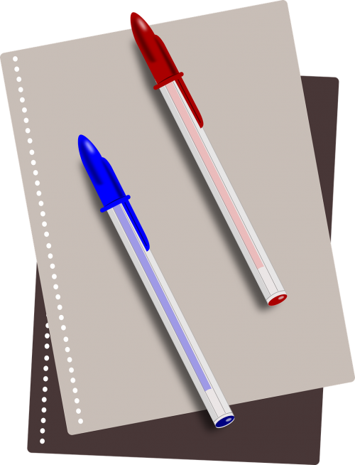 Mokyklos Bic Rašiklis,nemokama - Pens And Paper Png Clipart (500x654), Png Download