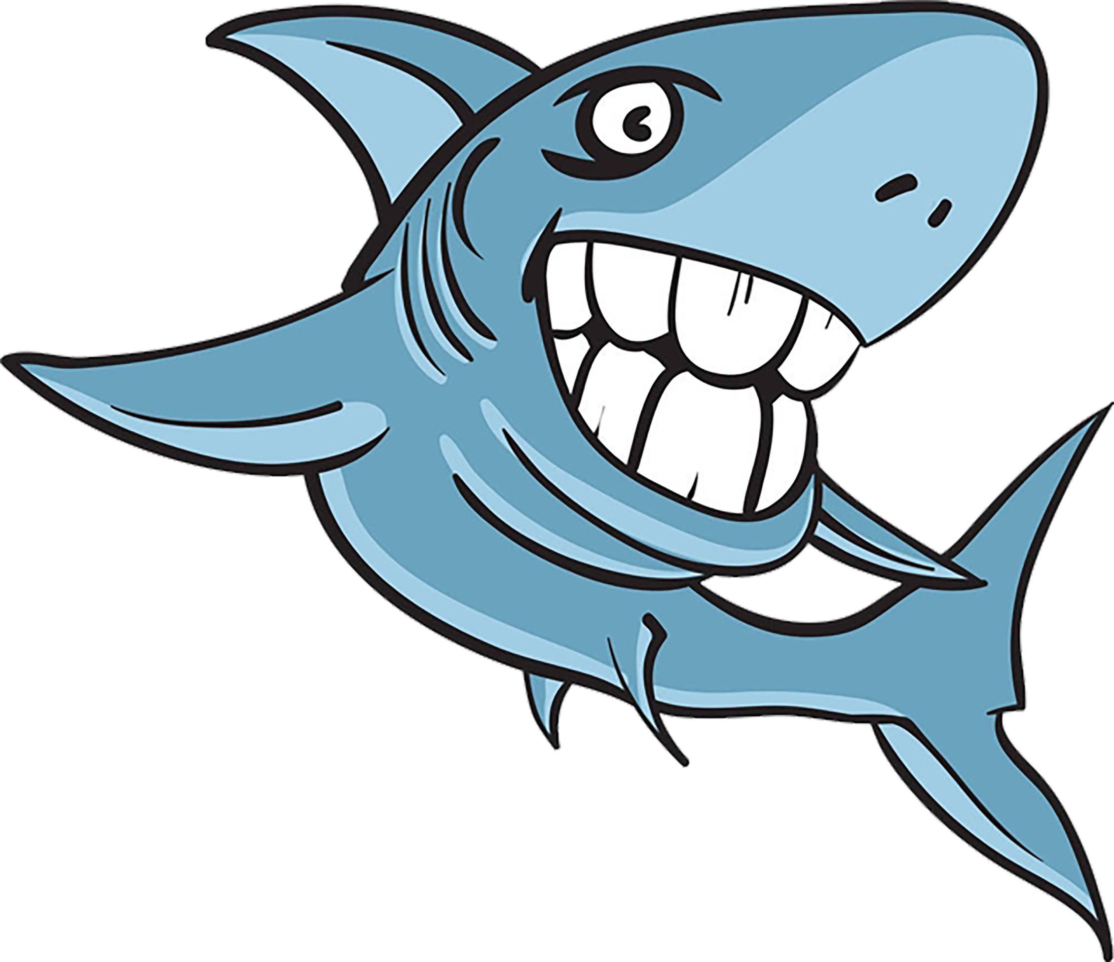 Great White Cartoon Clip Art Illustration Cartoonsharkillustration - Cartoon Shark With Big Teeth - Png Download (2258x1951), Png Download