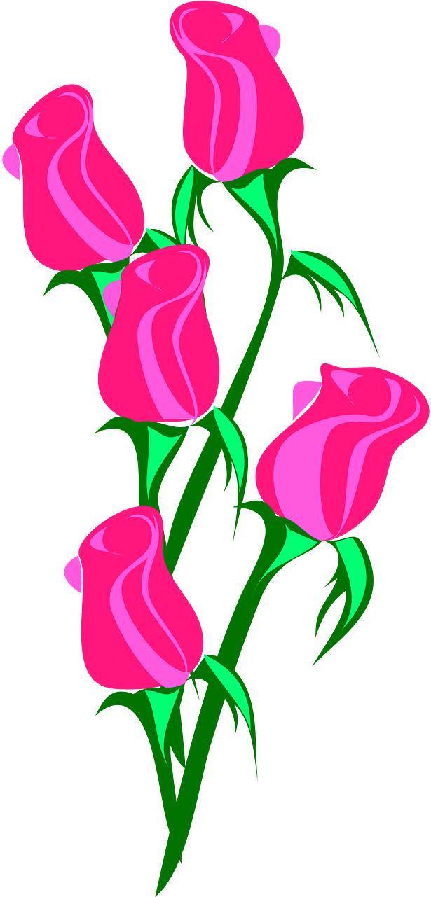 Rose Bunch Pink Closed Love Png Image - Roses Clip Art Transparent Png (640x1280), Png Download