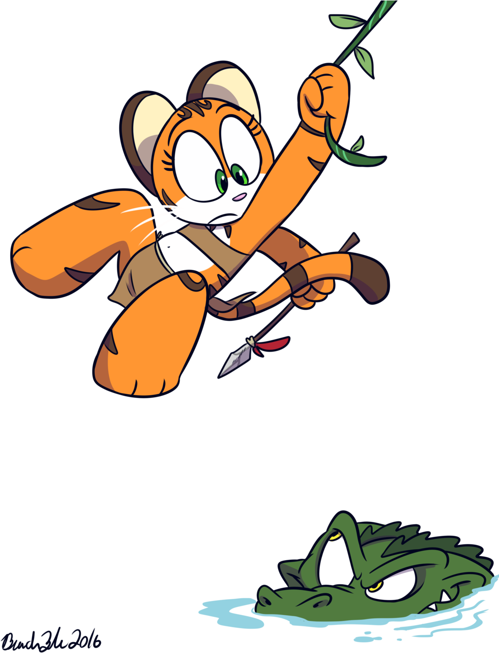 Kiki And The Crocodile By Jurassiczalar-da1qjrn - Kiki The Tiger Deviantart Clipart (1024x1325), Png Download