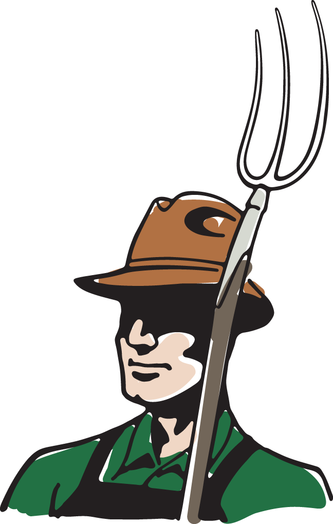 Farmer With Hat And Pitchfork - Farmer Pitchfork Logo Clipart (648x1019), Png Download
