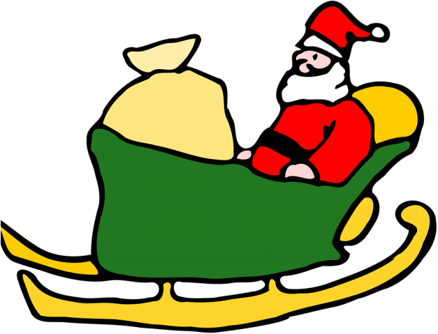 Sleigh Clipart Green Santa - Santa Sleigh Clipart Black And White - Png Download (640x480), Png Download