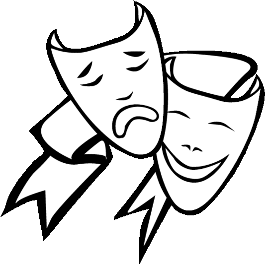 Drama Masks Colouring Pages - Drama Coloring Page Clipart (564x800), Png Download