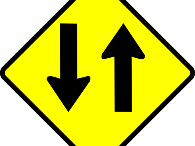 Street Clipart Two Road - Two Lane Road Sign - Png Download (640x480), Png Download