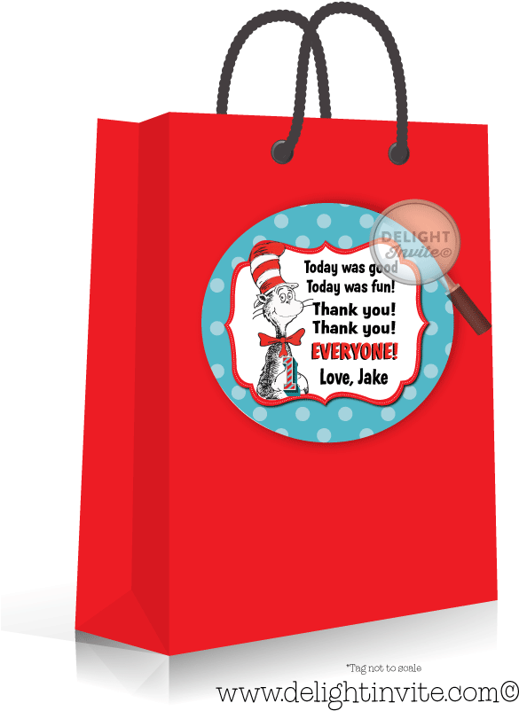 Seuss 1st Birthday Favor Tags - Dr Seuss Candy Bags Clipart (613x822), Png Download