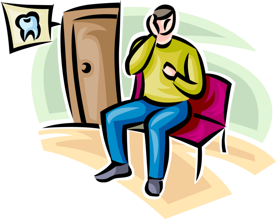 Vector Illustration Of Dental Patient With Toothache - Dentist Clipart (883x700), Png Download