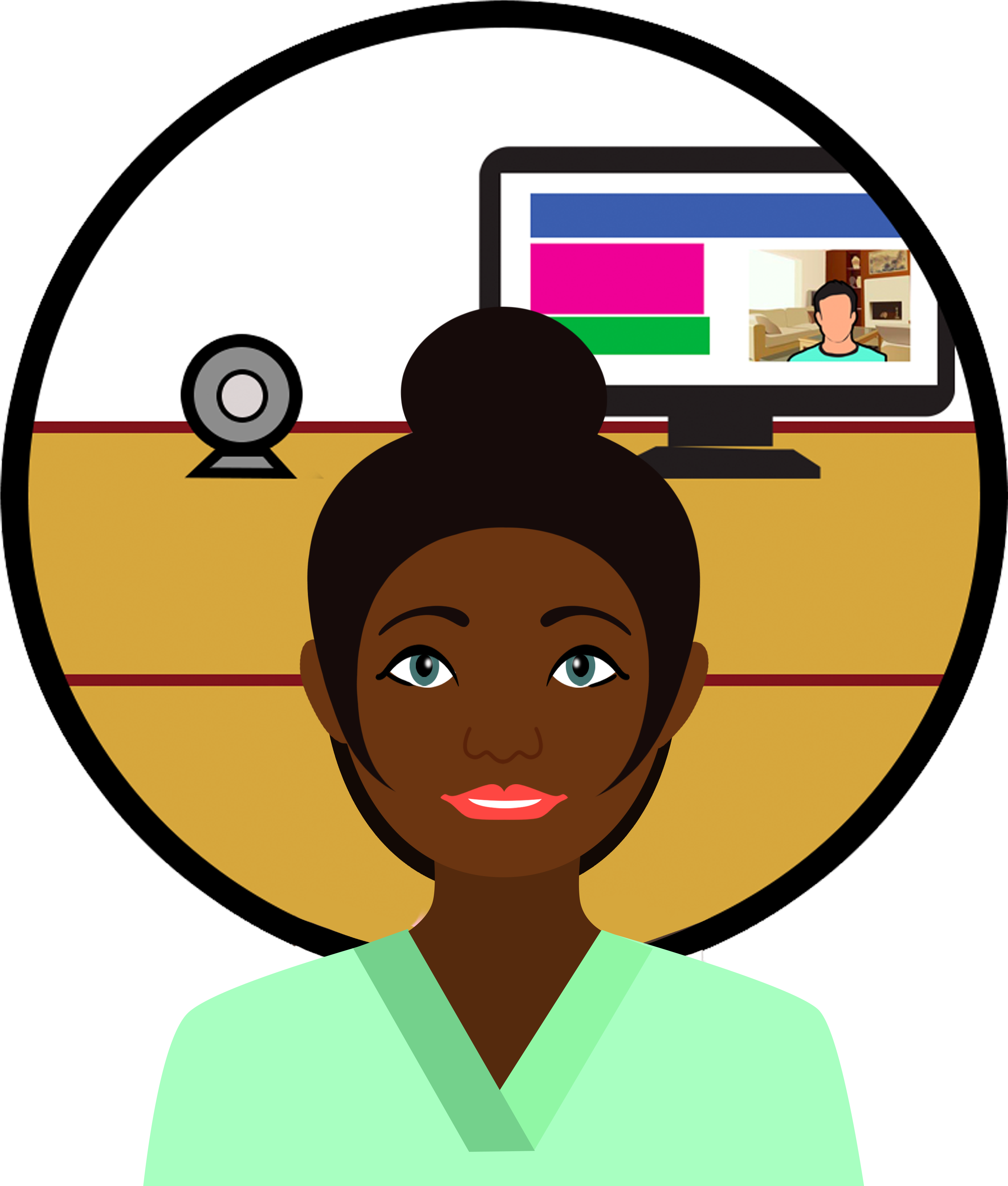 Telemedicine / Video Consultation - Cartoon Clipart (3900x3900), Png Download