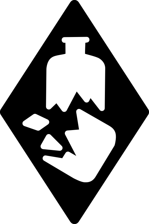 Diamond With Broken Bottle) - Broken Glass Hazard Symbol Clipart (480x720), Png Download