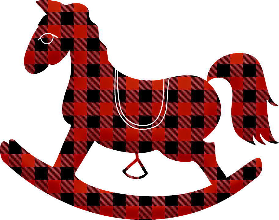 Buffalo Plaid Rocking Horse, Christmas Horse - Weihnachtsgirlande Clipart (913x720), Png Download