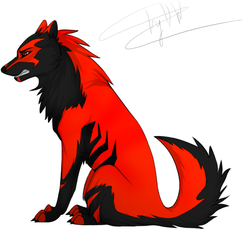 Black And Red Wolf Clipart (823x812), Png Download