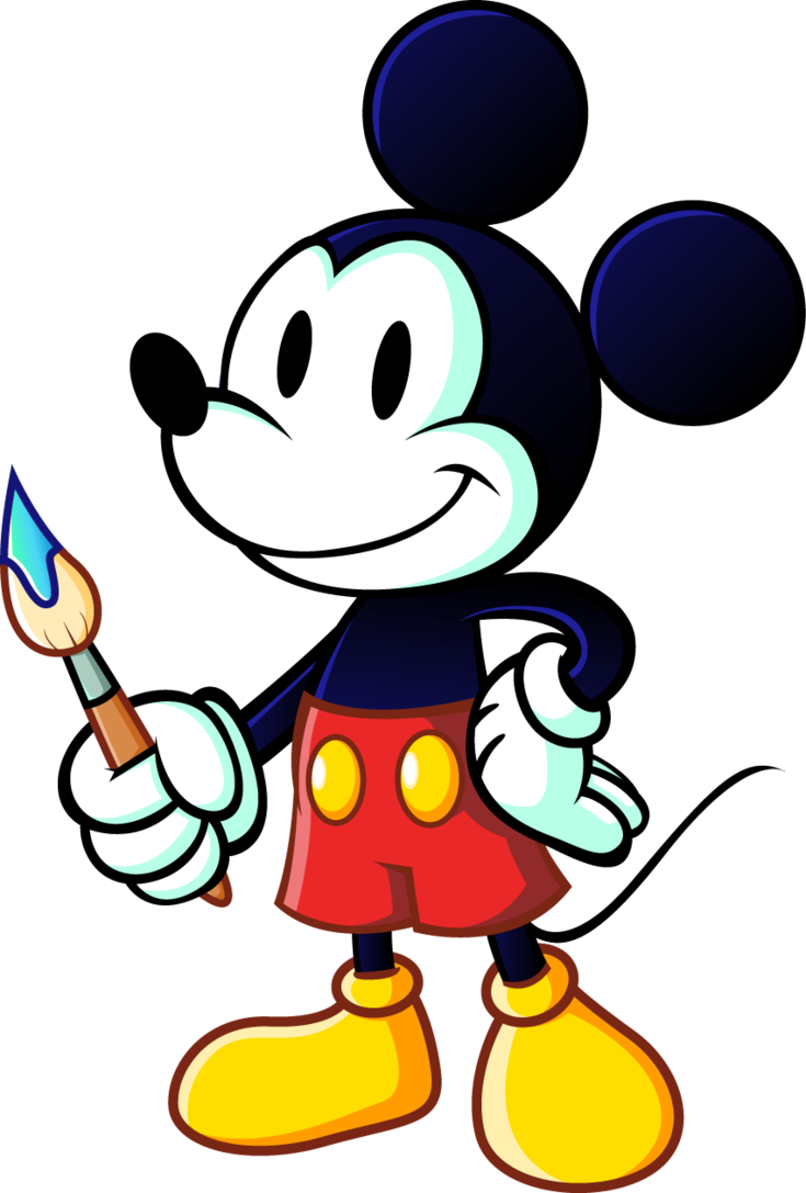 Mickey Mouse Mickey Mouse And Friends, Mickey Minnie - Mickey Mouse With Paint Brush Clipart (735x1087), Png Download