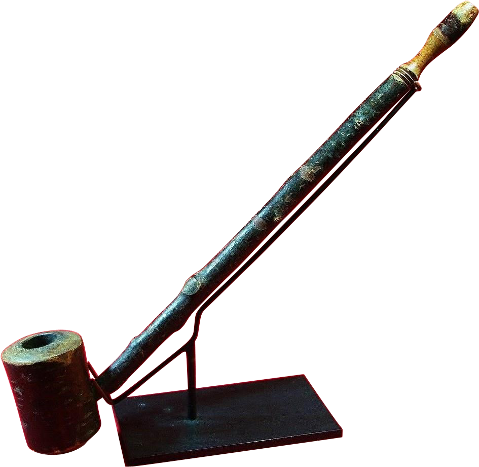 Native American Indian Carved Bark Wooden Smoking Pipe - Native American Tobacco Pipe Png Clipart (944x944), Png Download