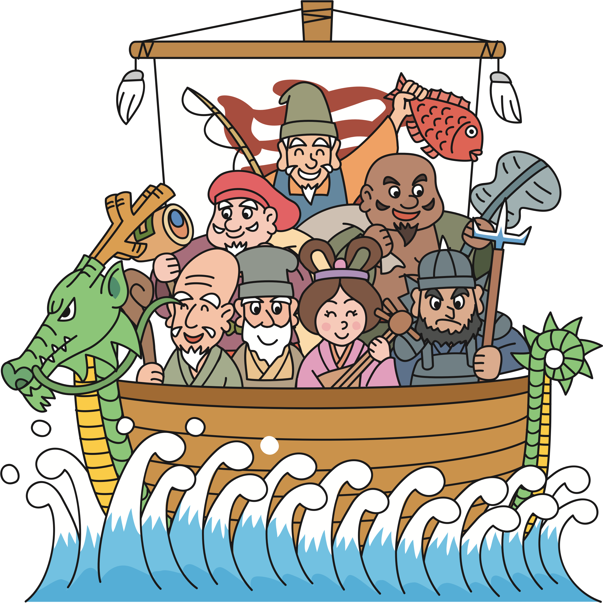 Big Image - Seven Lucky Gods Clipart (2388x2390), Png Download