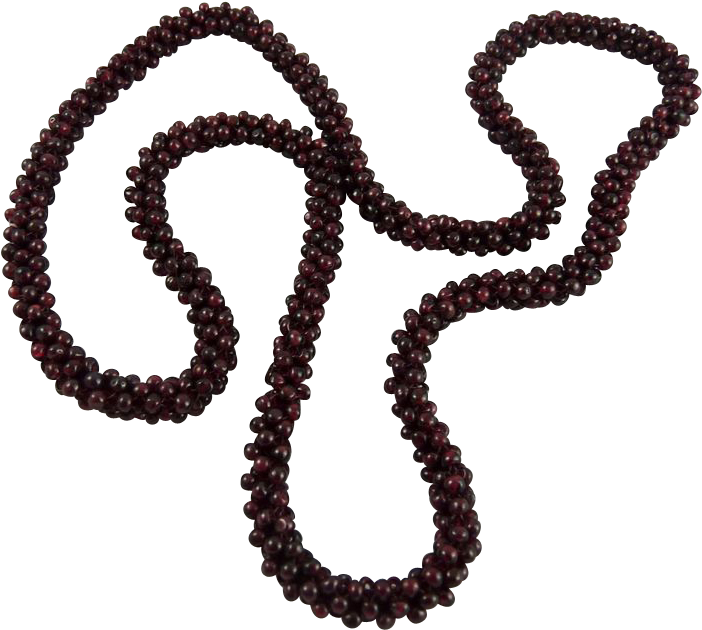 Vintage Garnet Bead Braided Rope Necklace - Jewellery Clipart (827x827), Png Download