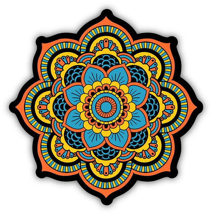V Bumper Stickers - Divine Designs Detailed Mandala Design Black White Clipart (720x720), Png Download
