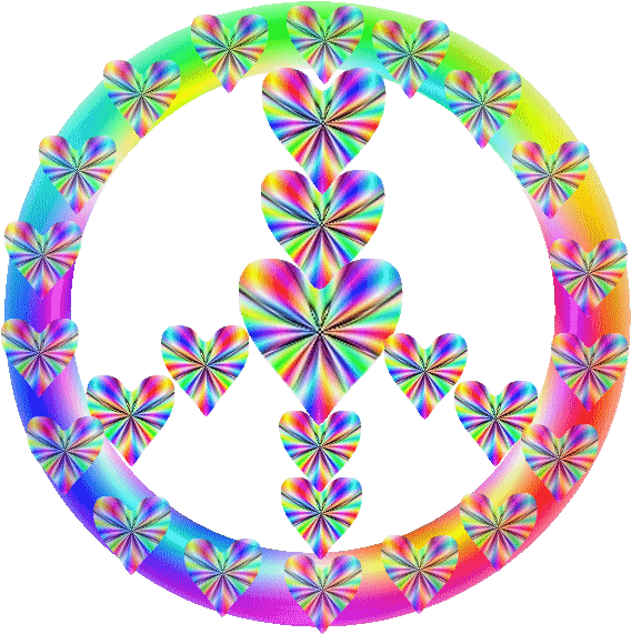 Peace Sign Clipart Week - Rainbow Heart Flowering Gif - Png Download (600x600), Png Download