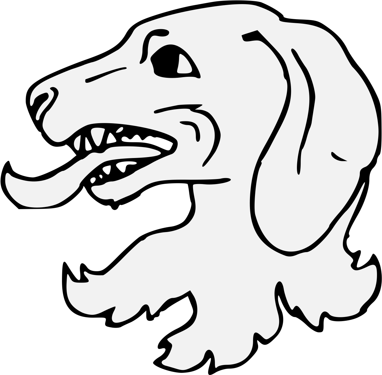 Dog's Head Erased - Heraldic Dog Head Clipart (1228x1201), Png Download