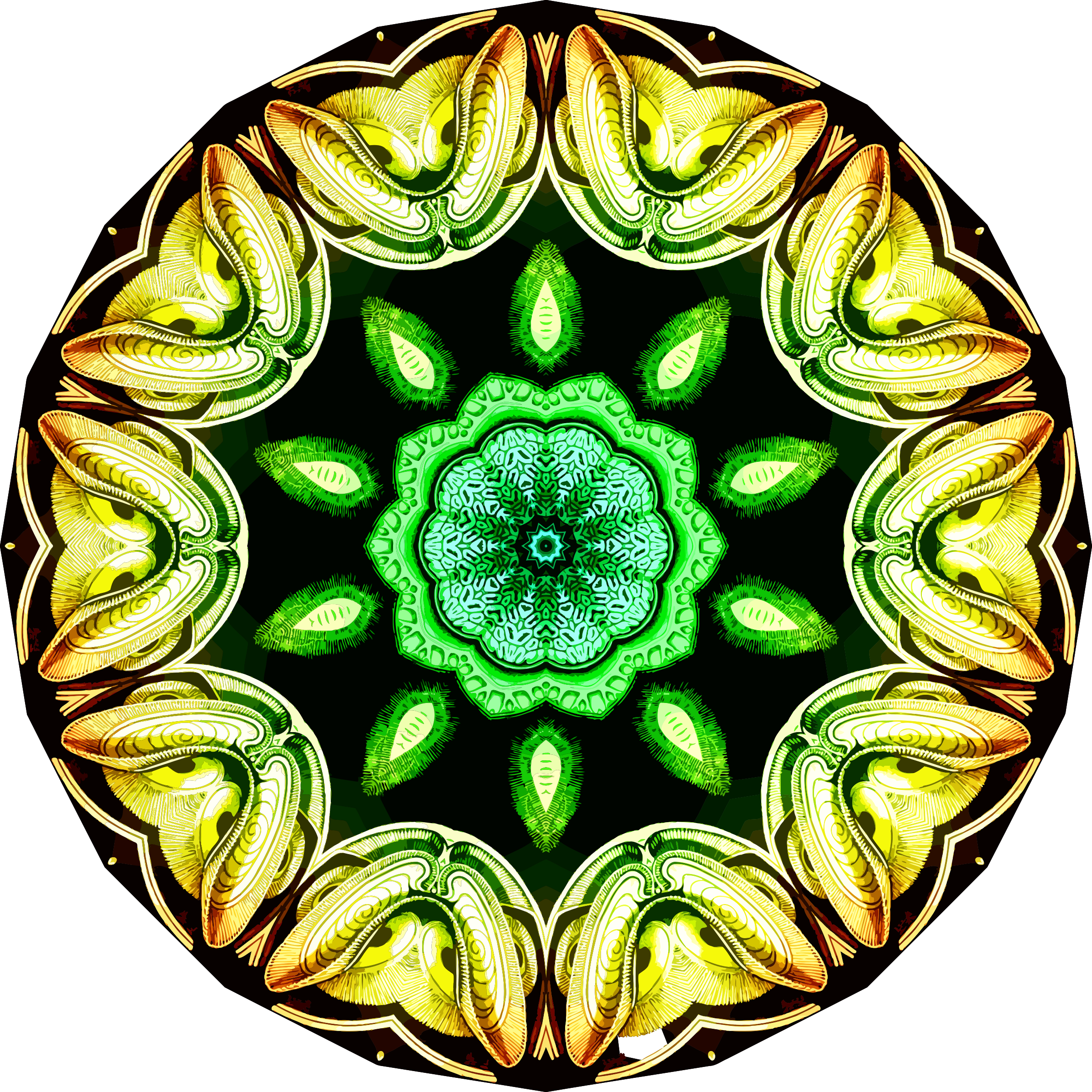 Symmetry Green Kaleidoscope - Clip Art - Png Download (750x750), Png Download