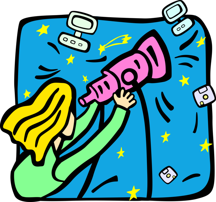 Vector Illustration Of Telescope Sees Information Technology Clipart (748x700), Png Download