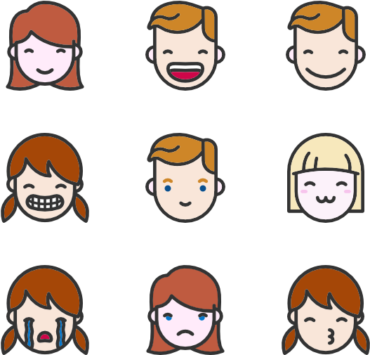 Linear Color Emoticons - Face Expression Cartoon Png Clipart (600x564), Png Download