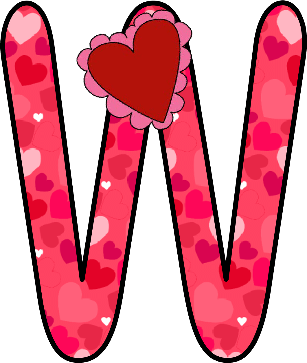 Ch B *✿* Alfabeto Corazon De Kid Sparkz Letter W, Letter - Alphabet Clipart (1105x1324), Png Download