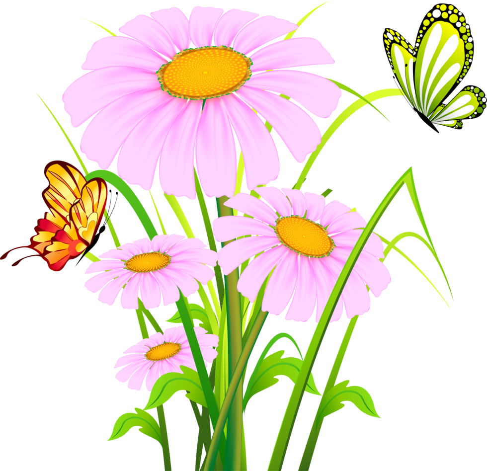 Tubes Fleurs - - Carolineblue - Mariposas En Flores Animadas Clipart (980x948), Png Download