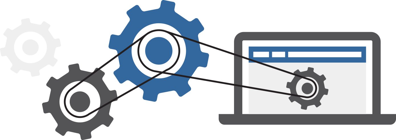 Gears On A Website - Website Clipart (1391x493), Png Download