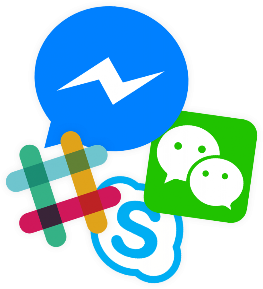 Facebook Messenger, Slack, Wechat, Skype And Many More Clipart (933x1024), Png Download