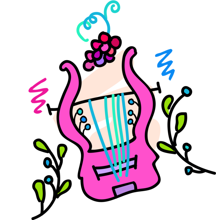 Vector Illustration Of Lyre Stringed Musical Instrument Clipart (697x700), Png Download