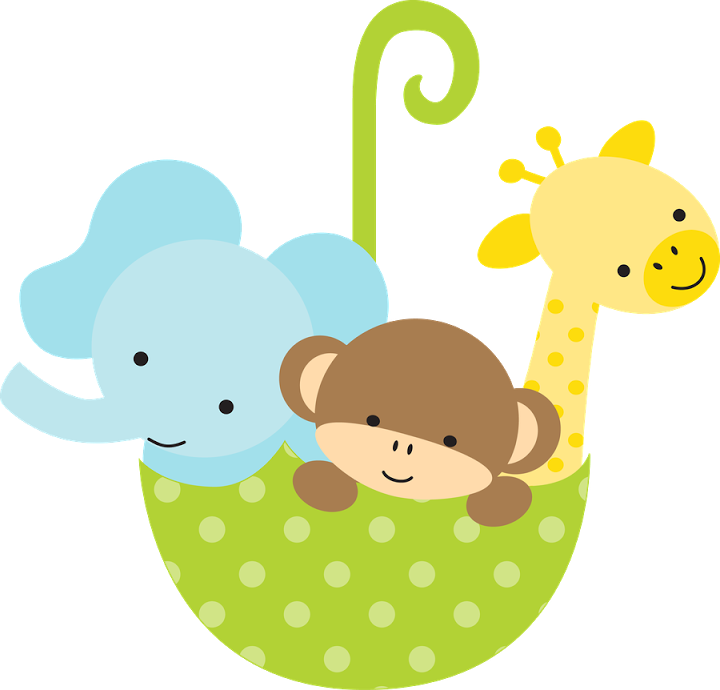Safari & Zoo - Animalitos Para Baby Shower Clipart (720x690), Png Download