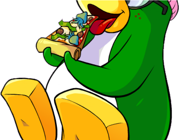 Pizza Clipart Girl - Green Girl Club Penguin - Png Download (640x480), Png Download