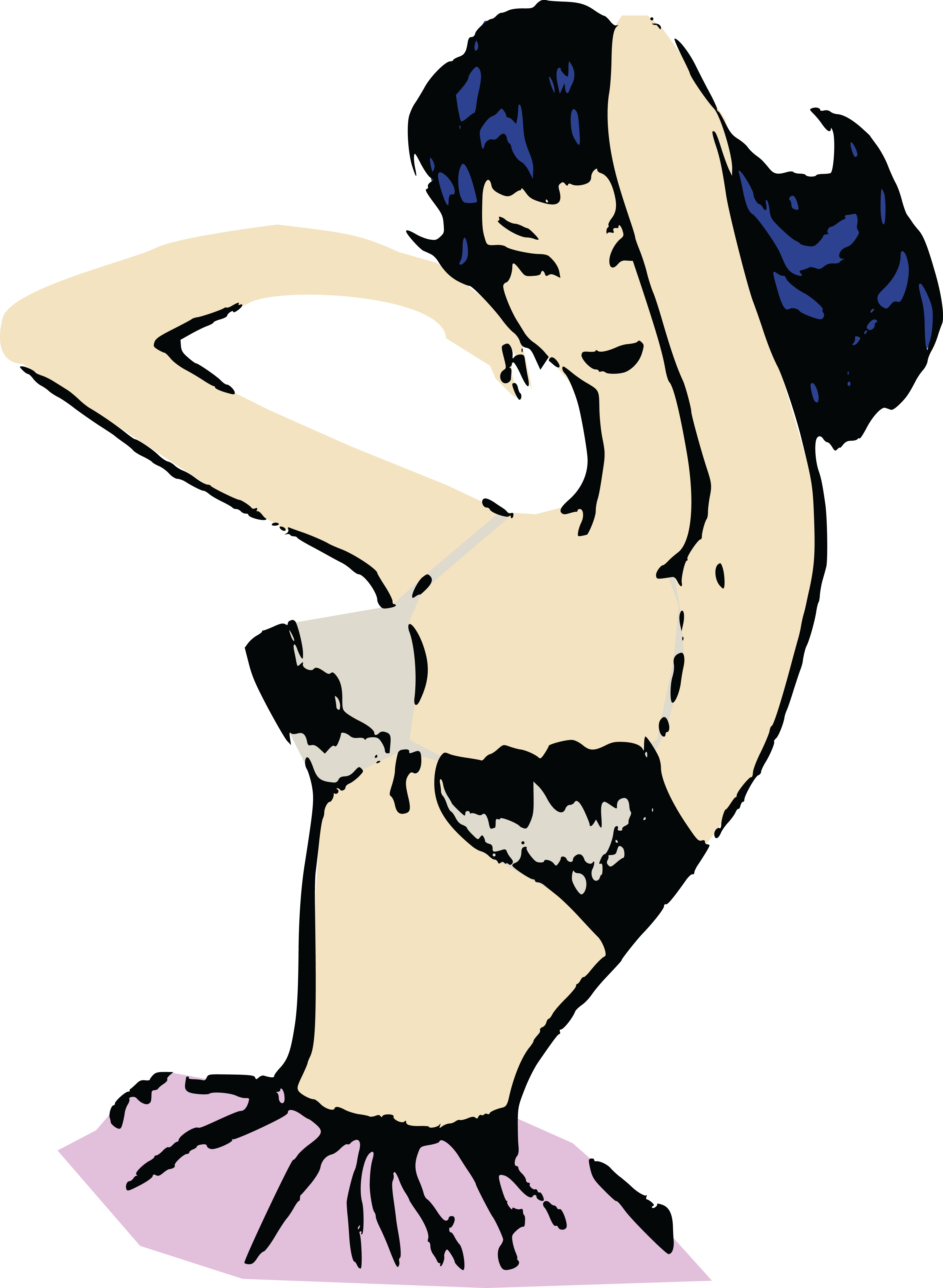 Free Clipart Of A Retro Woman Modeling A Bra - Bra Line Art Lady - Png Download (4000x5461), Png Download