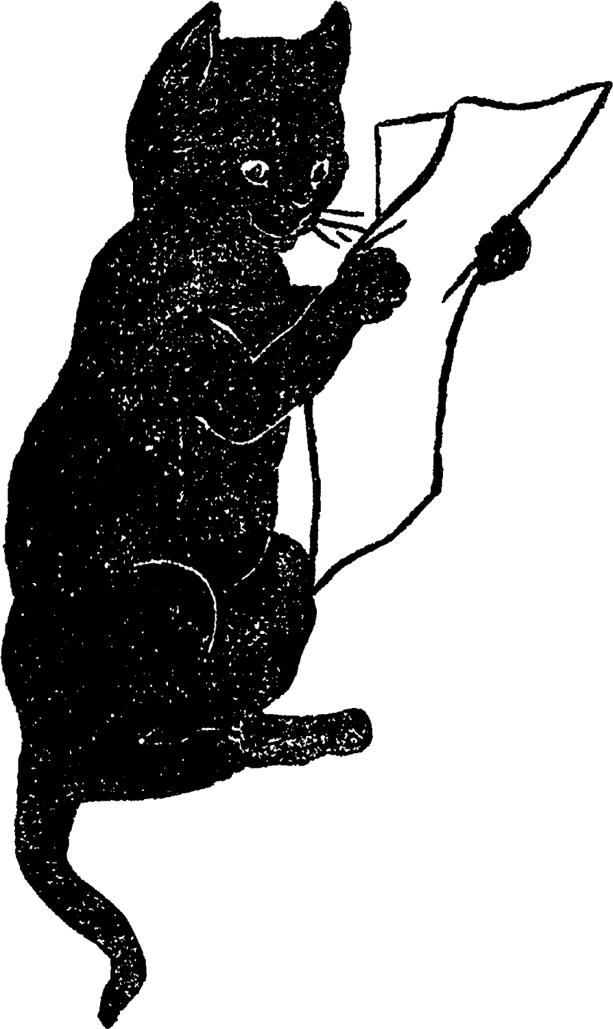 Black Cat Antique Illustration Funny Animal Clipart - Cat Clip Art - Png Download (1020x1600), Png Download