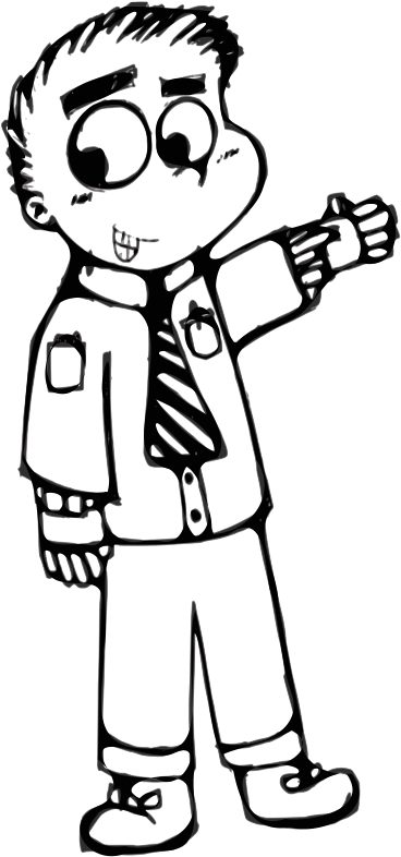 Cartoon Guy - Man Black White Cartoon Clipart (401x800), Png Download