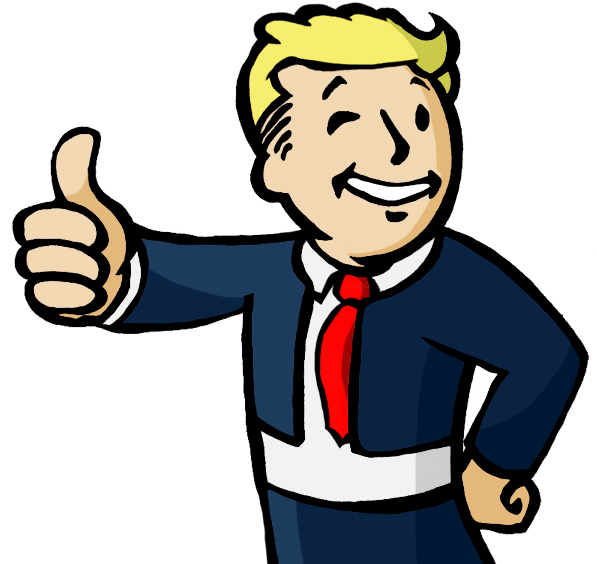 Fallout Guy Trump Clipart Fallout 4 Fallout - Donald Trump Vault Boy - Png Download (600x600), Png Download