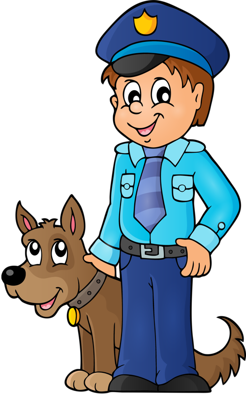 Coloring Books For Kids Design Vector Png - Policeman And Dog Clipart Transparent Png (500x800), Png Download