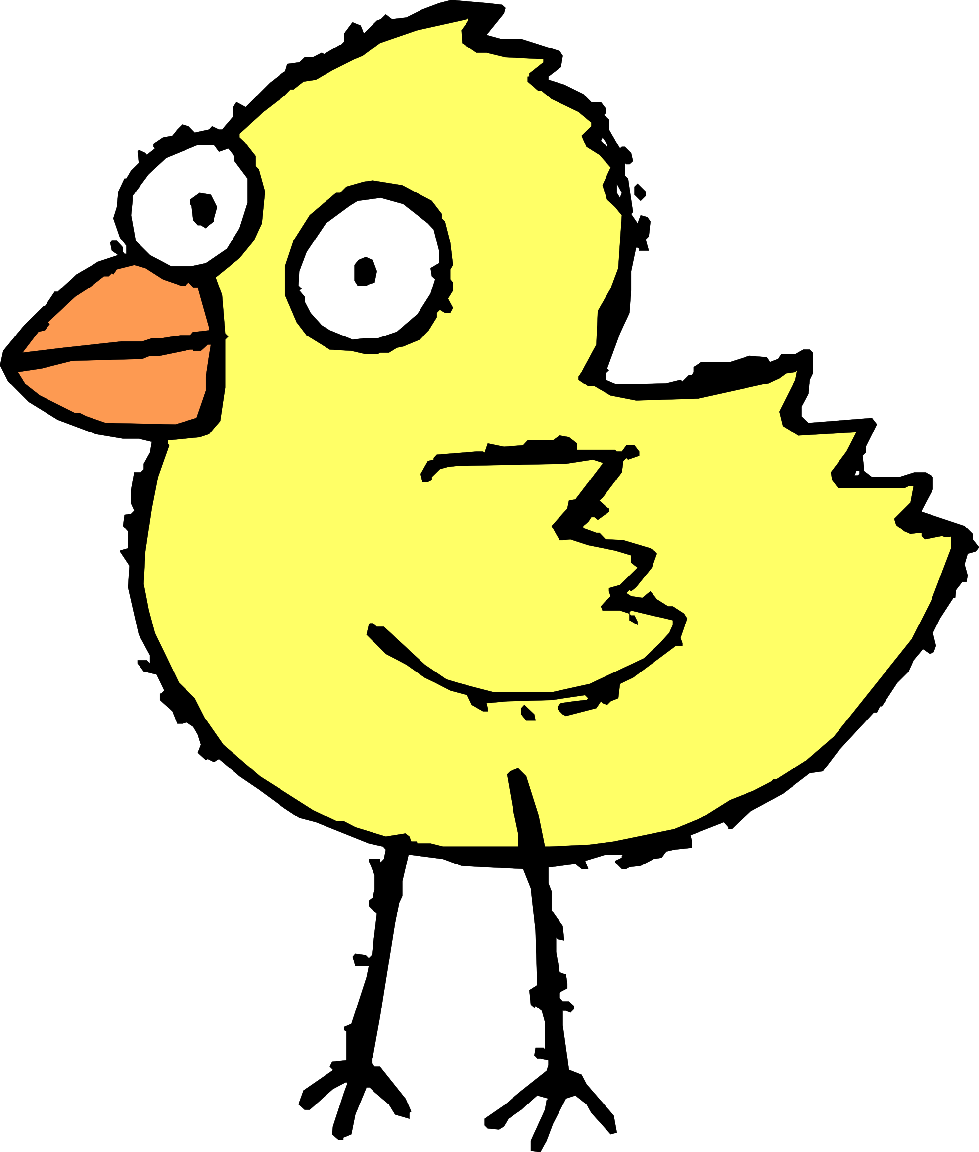Funny Chick Mascot - Bird Cartoon Black And White Clipart (1331x1566), Png Download