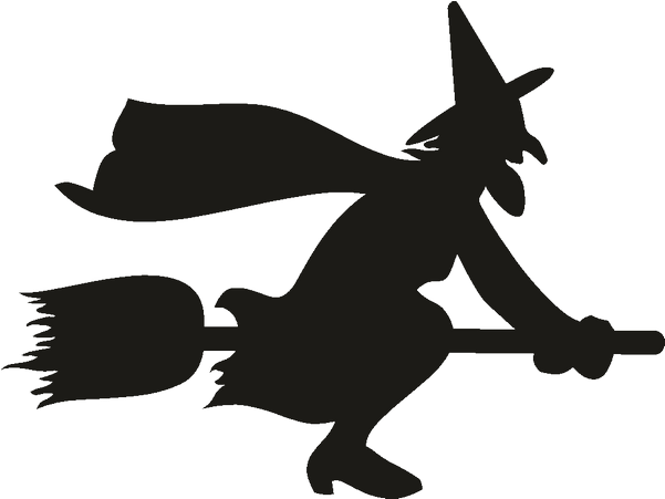 Witch On Broom Silhouette Clipart (800x800), Png Download