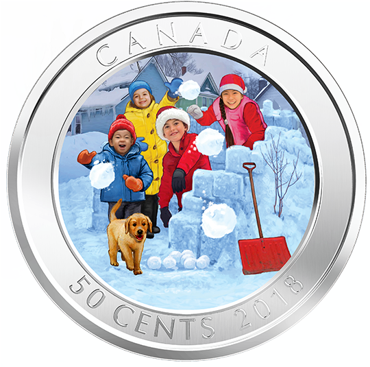 50 Cents 3d Münze Kanada 2018 - Canadian Mint Snowball Clipart (570x570), Png Download