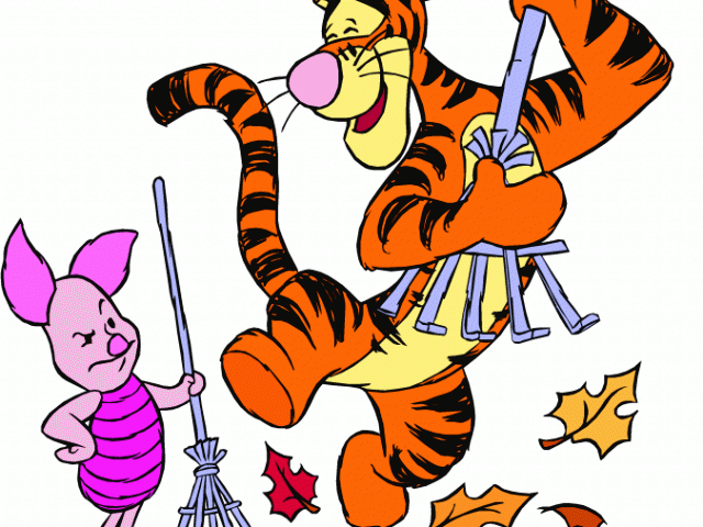 Disney Clipart Autumn - Raking Leaves Clip Art - Png Download (640x480), Png Download