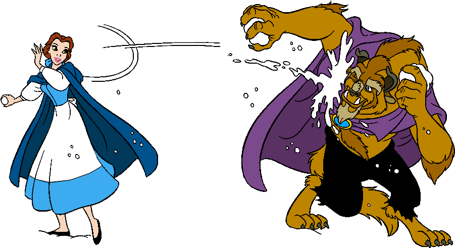 Back To Disney Friends Clipart Library Mickey Mouse - Beast Throws Snowball At Belle - Png Download (910x499), Png Download